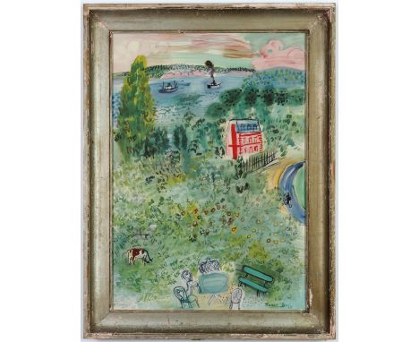 RAOUL DUFY, Normandie Lithograph 1950, signed in the plate, 80cm x 59cm, Parisian Vintage frame.