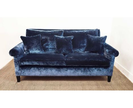 DURESTA BLUE VELVET SOFA, 96cm x 92cm H x 195cm.
