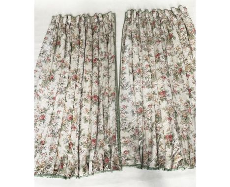 CURTAINS, a pair, Country House linen and thickly interlined, each curtain, 250cm H x 260cm W.
