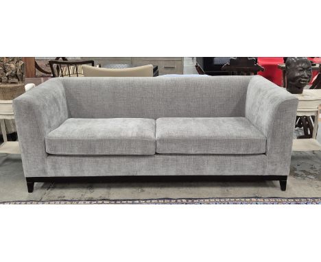 BESPOKE SOFA LONDON SOFA, dark grey fabric upholstered, button detail, 200cm x 85cm x 75cm.