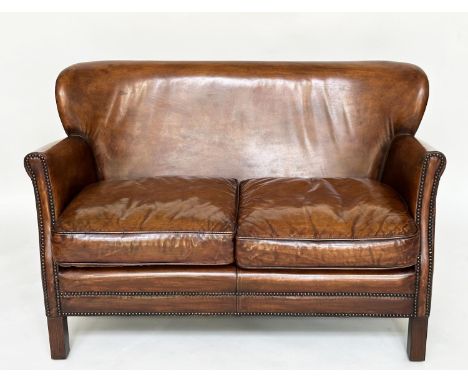 HALO LITTLE PROFESSOR SOFA, tan leather, 115cm W.