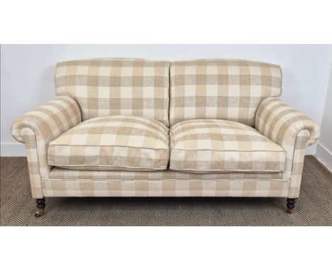 GEORGE SMITH SOFA, upholstered in Colefax and Fowler Maldon check fabric, 85cm H x 168cm x 90cm.
