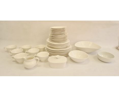 Portmeirion Sophie Conran designed part-dinner service, 20th century, printed marks, of reeded form, glazed in white comprisi