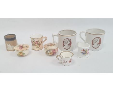 Collection of English and continental porcelain miniature mugs&nbsp;comprising a pair of Ginori mugs painted with silhouette 
