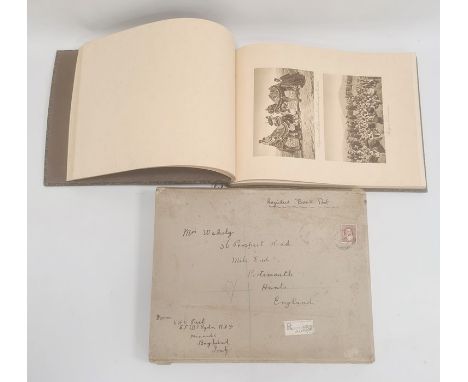 Photograph album (camera studies in Iraq), A Kerim and Hasso Bros, Baghdad in original box, posted from Baghdad, with postmar