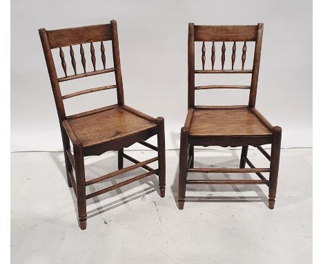 Set of six elm-seated country chairs with bobbin turned backs, turned supports and stretchers (6) Condition ReportScratching,