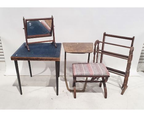 Dressing table mirror, a card table, a further table, two towel racks and a low stool (6) 