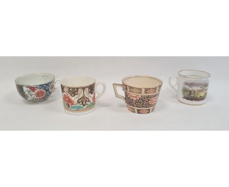 Collection of English porcelain tea wares, circa 1775 and later, comprising a Worcester Japan pattern teacup with blue pseudo