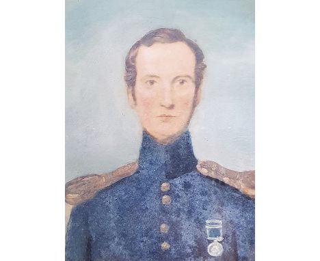19th century school Watercolour drawingHead and shoulders portrait of military gentleman,  9cm x 7cm JTMiniature watercolour 