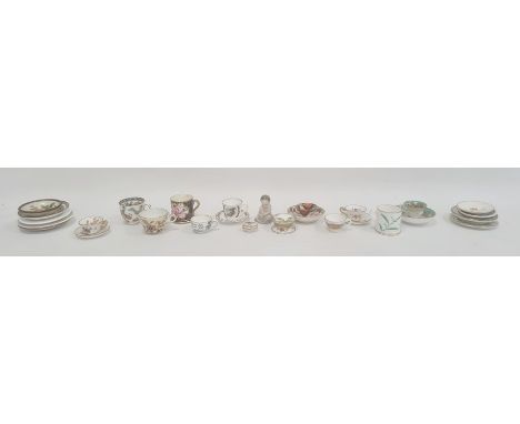 Group of English pottery and porcelain dolls' teawares&nbsp;including teacups and saucers, a lustre ware plate, two Hammersle