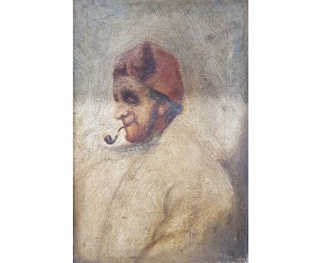 19th century schoolOil on canvasHalf length portrait of a man smoking a pipeUnsigned23cm x 15.5cmCondition ReportThe dimensio