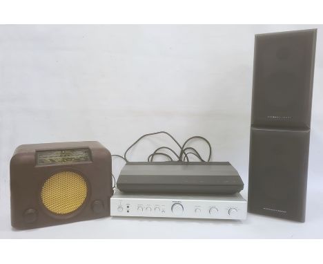 Bang and Olufsen Beogram CD3500, pair of Mordaunt - Short ms902 speakers, Rotel ra-4 amplifier and a bakelite radio