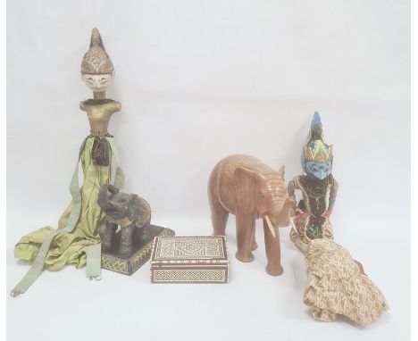 Thai puppets and elephant ornaments and&nbsp;a bone inlay trinket box