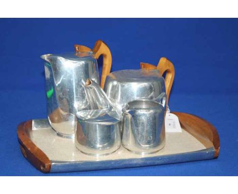 PICQUOTWARE FOUR PIECE TEA SERVICE ON TRAY 