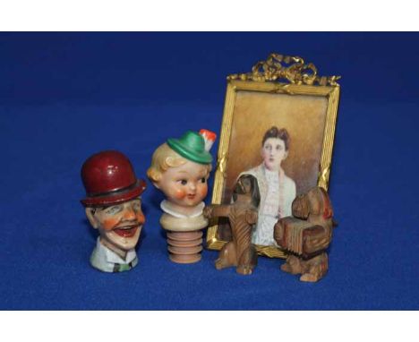 LATE 19TH CENTURY PORTRAIT MINIATURE 
of an 18th century gentleman, painted on ivory and signed M. J. (or I) Leitch, under gl