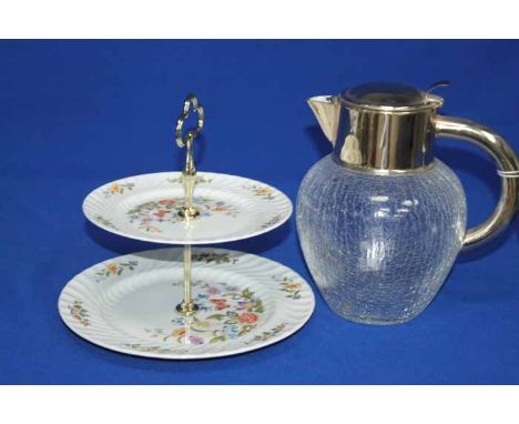 LOT OF CERAMICS
including a set of Royal Worcester Evesham quiche dishes, a cake stand, a large craquelure water jug with sil