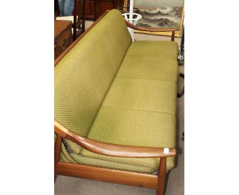 GREAVES & THOMAS 1960s ORGANIC FORM TEAK FRAMED SOFA BED
203cm long, original label to rear of back