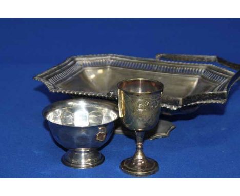 LARGE OF LOT SILVER PLATED WARES 
together with brasswares; including a silver plated tea service, Victorian silver plated fl