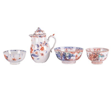 A Chinese Qianlong "Imari" porcelain baluster sparrow-beak hot water jug and cover, 18 cm overall height, together with a Chi