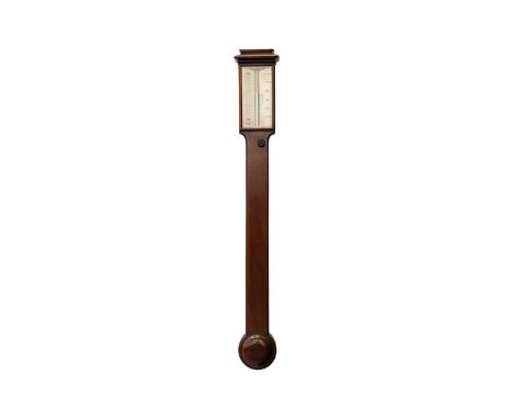 Newman (John) of Regents St, London, an early 19th century mahogany-cased mercurial stick barometer/thermometer, with silvere