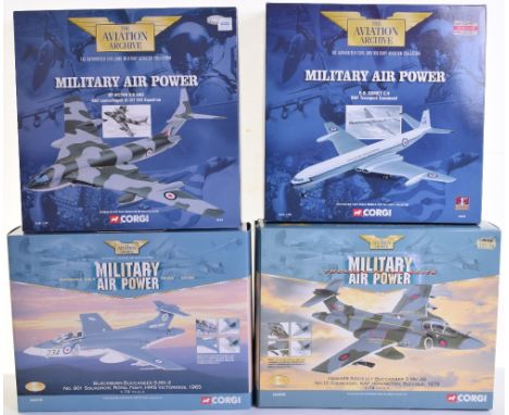 Four Corgi The Aviation Archive Military Air Power Models, AA34102 Hawker Siddeley Buccaneer S.Mk.2B No.12 Sqn 1:72 scale,  A