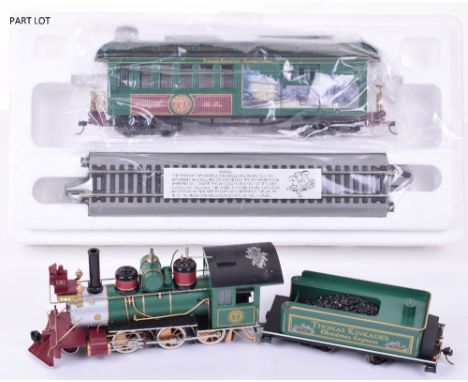 Hawthorne Village (Bachmann) On30 Scale 2-6-0 Electric Steam Locomotive, Tender, 10 x Thomas Kinkade 'Christmas Express Carri