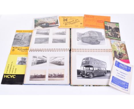 Photo Album Of Train Locomotives, over 100 black and white photographs, Album containing 6 black and white bus photographs pl