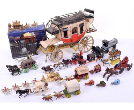 Collection Of Horse Drawn Carriages, including boxed Jo Hillco State Coach (one wheel missing) Boxed Matchbox Hershey’s horse