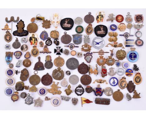 Quantity of military and civilian enamel badges etc. Various sweetheart brooches, collar badges, bullion beret badges etc. Va