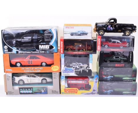 Quantity of Tv/Film Related Diecast Models, including: 2 x Autoworld 1:43 Christine 1958 ‘Plymouth, Burago Miami Vice Ferrari