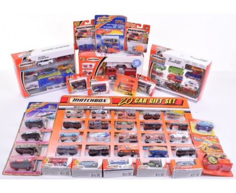 Various Matchbox Models and Gift Sets, including Mattel Wheels 20 car gift set, 5 x Action Speed Riders, Burnin’ Key Car, 2 x