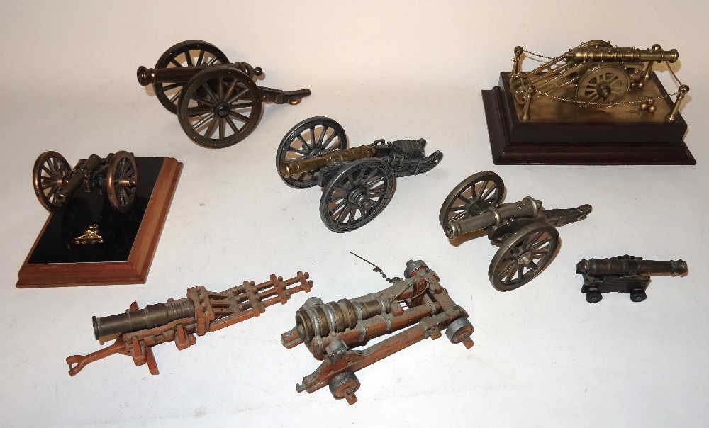 Collection of Model Artillery Pieces various materiels, seven in large