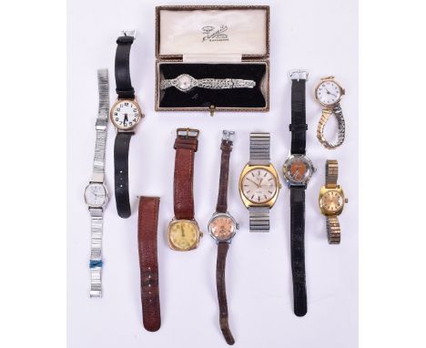 Selection of Gentleman’s and Ladies Wristwatches, including a ladies example with 9ct gold case and enamel dial, gentleman’s 