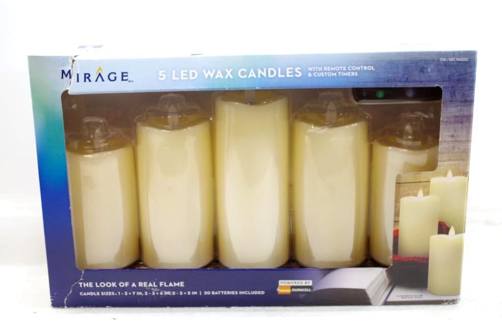 MIRAGE 5 LED Wax Candles w/ Remote Control & Timers