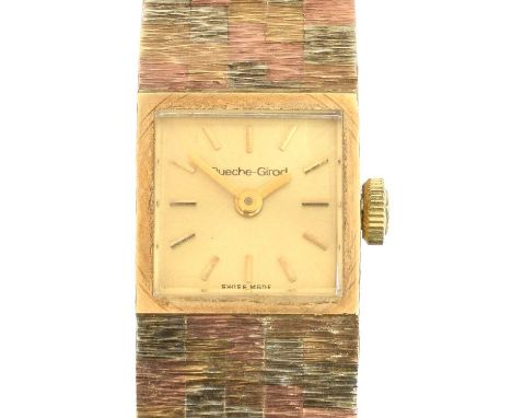 A 1970s 9ct gold Bueche Girod manual wind wristwatch, A 1970s 9ct gold Bueche Girod manual wind wristwatch, the signed square