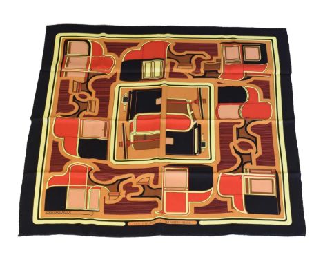 A Hermès "Les Coupes" silk scarf by Francoise de la Perriere,  A Hermès "Les Coupes" silk scarf by Francoise de la Perriere, 