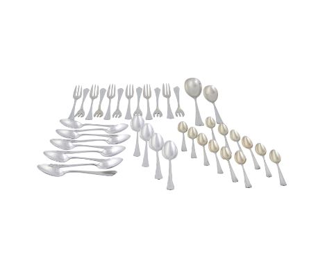 WILKENS Kaffeebesteck f. 12 Personen 'Chippendale', 800 Silber, 20. Jhd. 13 Kaffeelöffel, 12 Mokkalöffel, 12 Kuchengabeln und