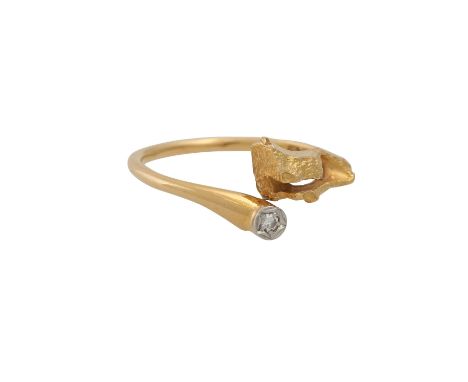 LAPPONIA Ring mit Achtkantdiamant von ca. 0,02 ct, GG 18K, 3,2 gr, Ringweite 53, Finnland 1989, leichte Tragespuren, finnisch