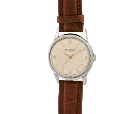 SAMMLUNGSAUFLÖSUNG JAEGER-LECOULTRE Vintage Herrenuhr, Ref. 381. Edelstahl. Automatic-Werk, Kaliber 476/3. Lederband mit Stif