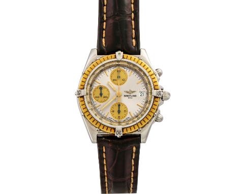 BREITLING Chronomat, Ref. D13047. Armbanduhr. Edelstahl/Gold 18K. Automatic-Werk, Kaliber B13 ETA 7750. Lederband mit origina