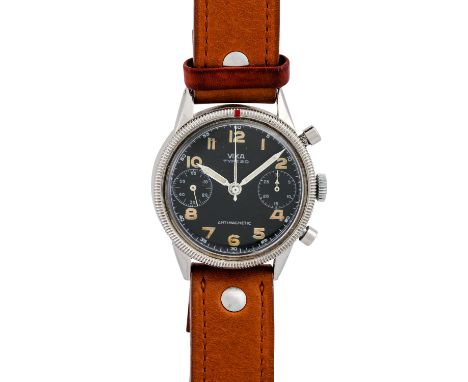 SAMMLUNGSAUFLÖSUNG VIXA Vintage Chronograph "Type 20", Ref. 5100 54. Militäruhr. Circa 1950er Jahre. Edelstahl, Gehäuseboden 