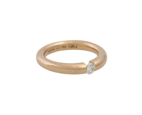 NIESSING Spannring "Supla" mit Brillant 0,25 ct, WEISS (H)/SI, GG 18K, 9,1 gr, RW: 55, WBW: ca. 3.000 €, 1990er Jahre, minima