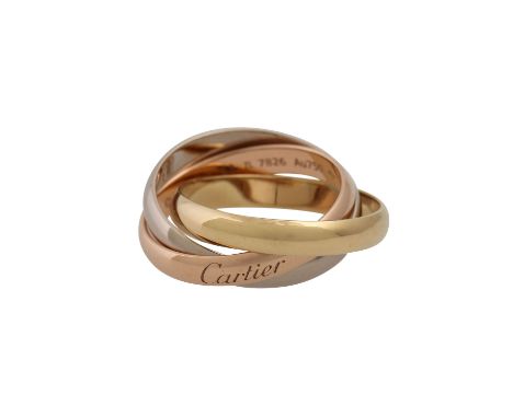 CARTIER Ring "Trinity" GG/ WG /RG 18K, 7,9 g. KP: 1280.-€ (2014). RW: 53, minimale Tragespuren, mit Herstellermarke, nummerie