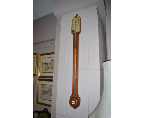 A 19th Century stick barometer in mahogany mount, the face inscribed "A. Gallenkamp & Co., London" (no mercury).