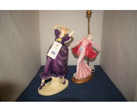 Two Continental ceramic figures, one modelled as a table lamp.