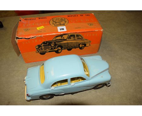 Victory Industries: an original vintage plastic Victory Industries model Vauxhall Veluxe car, in original very worn box compl