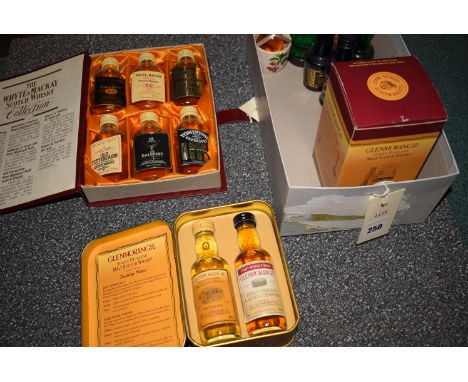 Six Whyte & McKay miniature bottles of Scotch Whisky; together with three miniature bottles of Glenmorangie Single Malt Scotc