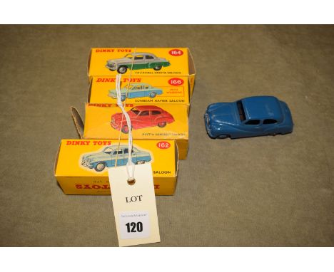 Four boxed Dinky die-cast model motor cars, comprising: model no's. 161 Austin Somerset saloon; 162 Ford Zepher saloon; 164 V