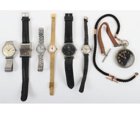 A selection of watches and a military style pocket watch, including Rotary, Sekonda, Ingersoll, (7)