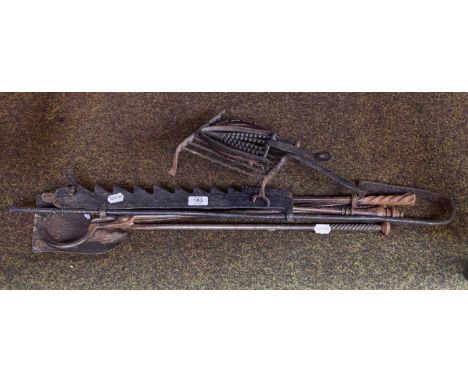 Collection of 19th Century Metal Wares, including fire tools, pot crane, trivets etc (qty)